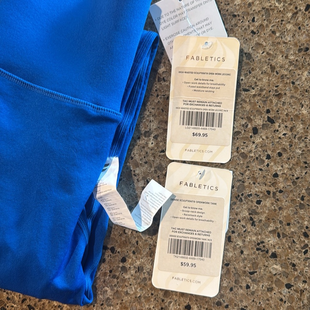 Fabletics Medium Blue High-Rise Leggings and tank - Picture 3 of 3